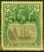 Old Postage Stamp from St Helena 1927 5s Grey & Green-Yellow Specimen SG110cs Cleft Rock Good Lightly Mtd Mint Rare only 7 Can Exist