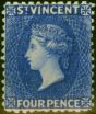 Old Postage Stamp from St Vincent 1883 4d Ultramarine-Blue SG43x Wmk Reversed Fine Mtd Mint