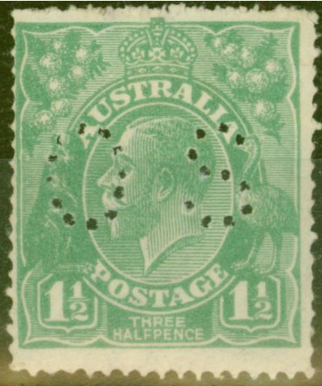 Rare Postage Stamp from Australia 1918 1 1/2d Green SG070 Good Mtd Mint