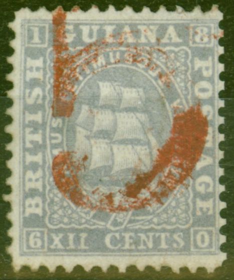 Old Postage Stamp from British Guiana 1860 5d in Red on 12c Lilac Postage Payable by Colony to Great BrItain For Overseas Letters Ex-Fred Small & Sir Ron Brierley