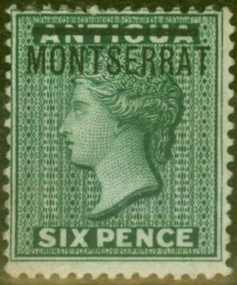 Rare Postage Stamp from Montserrat 1876 6d Blue-Green SG3 Fine & Fresh Mtd Mint Brandon Certificate Rare