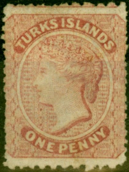 Valuable Postage Stamp from Turks Islands 1873 1d Dull Rose-Lake SG4 Fine Unused stamp