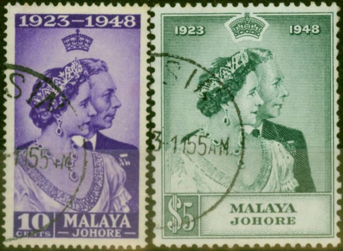 Valuable Postage Stamp Johore 1948 RSW Set of 2 SG131-132 V.F.U