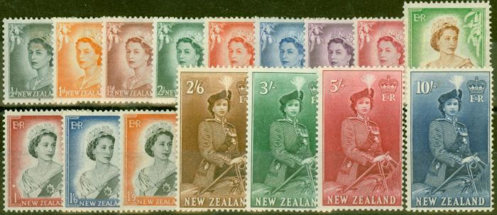 Rare Postage Stamp from New Zealand 1953-57 set of 16 SG723-736 Fine LMM & MNH