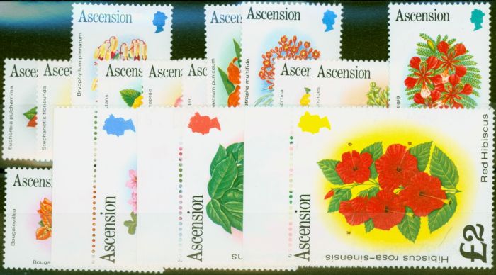 Rare Postage Stamp Ascension 1981 Flowers Set of 15 SG282a-296a V.F MNH