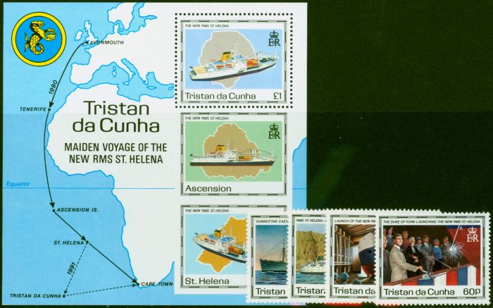Collectible Postage Stamp Tristan da Cunha 1990 'St Helena II' Set of 5 SG500-MS504 Fine LMM