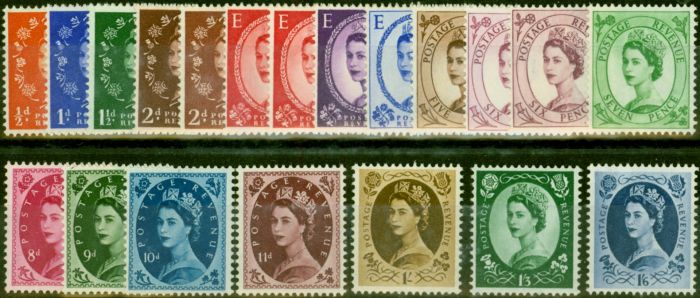 Collectible Postage Stamp GB 1955-58 Extended Set of 20 SG540-556 V.F VLMM