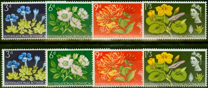 Valuable Postage Stamp GB 1964 Botanical Congress Set of 8 SG655-658 & SG655p-658p V.F VLMM