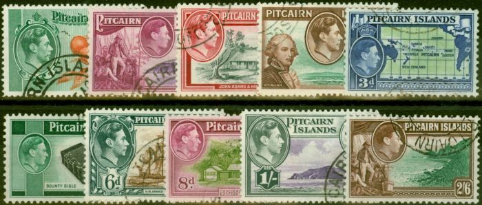Old Postage Stamp Pitcairn Islands 1940 Set of 10 SG1-8 V.F.U
