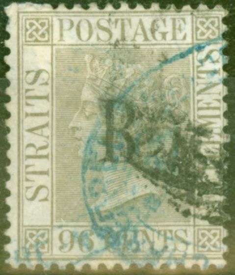 Rare Postage Stamp from Bangkok 1882 96c Grey SG11 Good Used with Chop Scarce