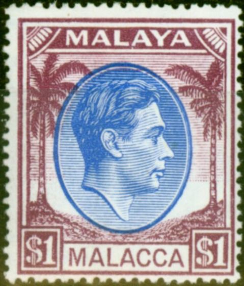 Valuable Postage Stamp from Malacca 1948 $1 Blue & Purple SG15 V.F Lightly Mtd Mint
