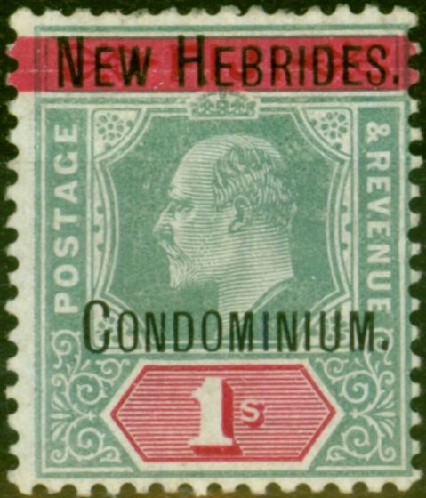 Old Postage Stamp New Hebrides 1908 1s Green & Carmine SG3 Fine VLMM