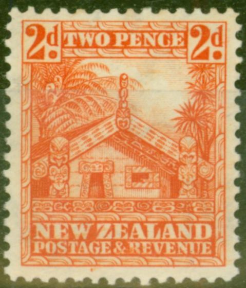 Rare Postage Stamp from New Zealand 1941 2d Orange SG580c P.14 Fine Lightly Mtd Mint
