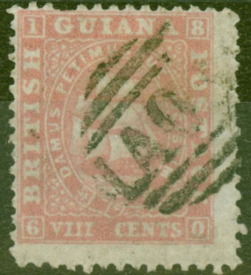 Old Postage Stamp from British Guiana 1863 8c Pink SG54 P. 12.5-13 Good Used