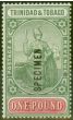 Rare Postage Stamp from Trinidad & Tobago 1921 £1 Green & Carmine Specimen SG215s Fine & Fresh VLLM