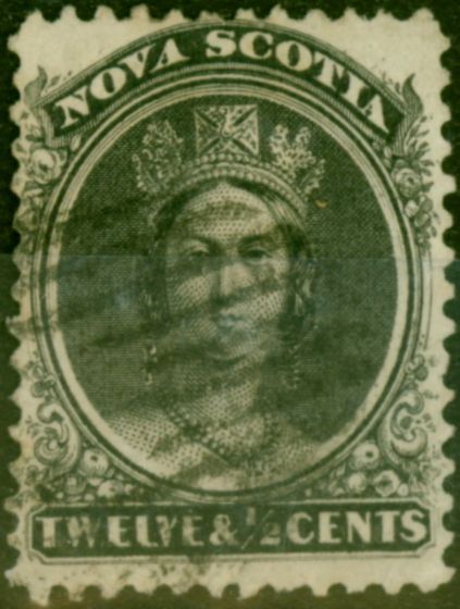 Old Postage Stamp Nova Scotia 1860 12 1/2c Greyish Black SG17a Good Used