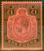 Valuable Postage Stamp from Bermuda 1918 £1 Purple & Black-Red SG55bvar Broken Crown & Scroll Repaired Rare