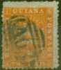 Old Postage Stamp from British Guiana 1862 2c Orange SG43 P.12  Good Used