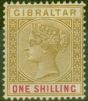 Collectible Postage Stamp from Gibraltar 1898 1s Bistre & Carmine SG45 Fine Lightly Mtd Mint
