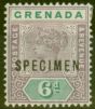 Collectible Postage Stamp from Grenada 1895 6d Mauve & Green Specimen SG53s Fine & Fresh Mtd Mint