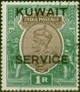 Collectible Postage Stamp from Kuwait 1929 1R Chocolate & Green SG023 V.F.U