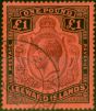 Old Postage Stamp Leeward Islands 1928 £1 Purple & Black-Red SG80 Superb Used 'St Johns Antigua JY 18 32' CDS