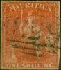 Collectible Postage Stamp from Mauritius 1859 1s Vermilion SG34 Fine Used