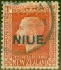 Old Postage Stamp from Niue 1918 1s Vermilion SG31a P.14 x 14.5 Fine Used