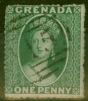 Old Postage Stamp from Grenada 1861 1d Green SG2 Fine Used