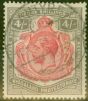 Rare Postage Stamp from Nyasaland 1927 4s Carmine & Black SG111f Damaged Leaf Bottom Right V.F.U