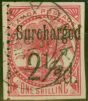 Rare Postage Stamp from Samoa 1898 2 1/2d on 1s Dull Rose-Carmine SG86var Imperf 3 Sides Fine Used