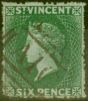 Collectible Postage Stamp from St Vincent 1861 6d Dp Yellow-Green SG2 Fine Used