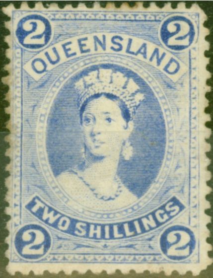 Collectible Postage Stamp from Queensland 1886 2s Bright Blue SG157 Thick Paper Good Mtd Mint