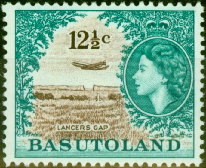 Collectible Postage Stamp from Basutoland 1962 12 1/2c Brown & Turquoise-Green SG76 Fine Lightly Mtd Mint