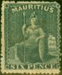 Collectible Postage Stamp from Mauritius 1862 6d Slate SG54 Fine Unused (2)