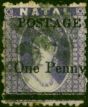 Rare Postage Stamp Natal 1877 1d on 6d Violet SG92x Wmk Reversed Fine Used