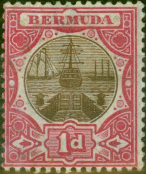 Old Postage Stamp Bermuda 1901 1d Brown & Carmine SG32 Fine MM (2)