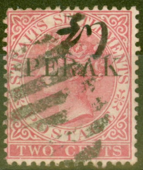 Rare Postage Stamp from Perak 1884 2c Pale Rose SG17var Inverted V for A Fine Used