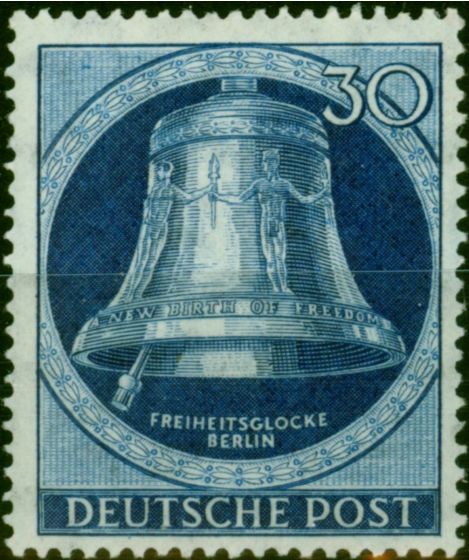Collectible Postage Stamp Germany 1951 30pf Blue Clappor at Left SGB78 Fine MNH