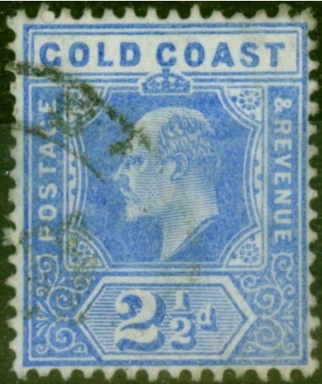 Collectible Postage Stamp Gold Coast 1907 2 1/2d Blue SG62Var in Partical Repaired State Good Used Scarce