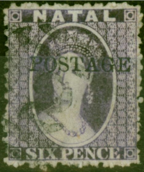 Rare Postage Stamp Natal 1869 6d Violet SG30 Fine Used