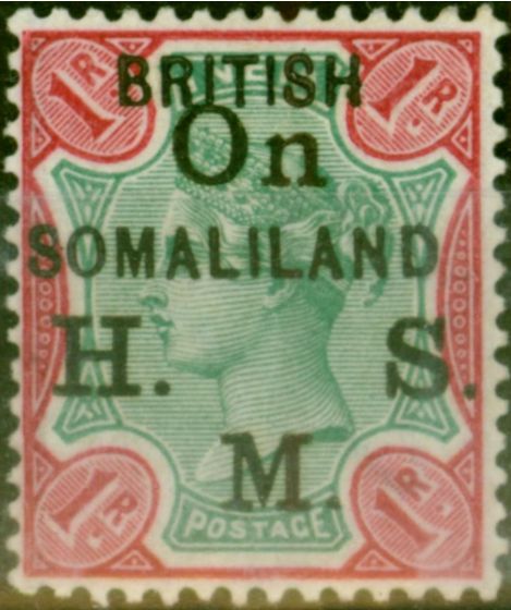Old Postage Stamp Somaliland 1903 1R Green & Carmine SG05 Fine MM