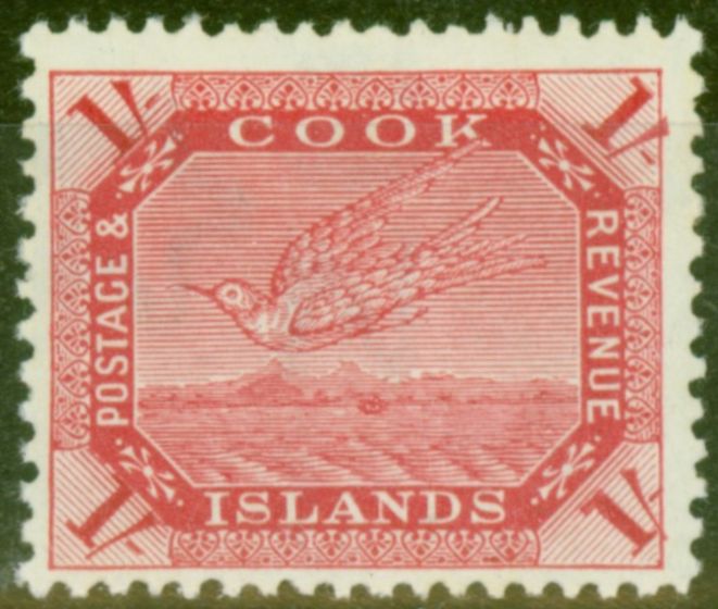Valuable Postage Stamp from Cook Islands 1919 1s Carmine SG46 V.F MNH