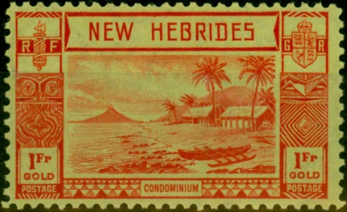 Rare Postage Stamp New Hebrides 1938 1F Red-Green SG60 Fine MNH