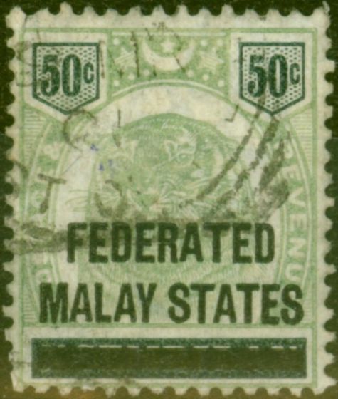 Collectible Postage Stamp from Fed Malay States 1900 50c Green & Black SG8 Good Used