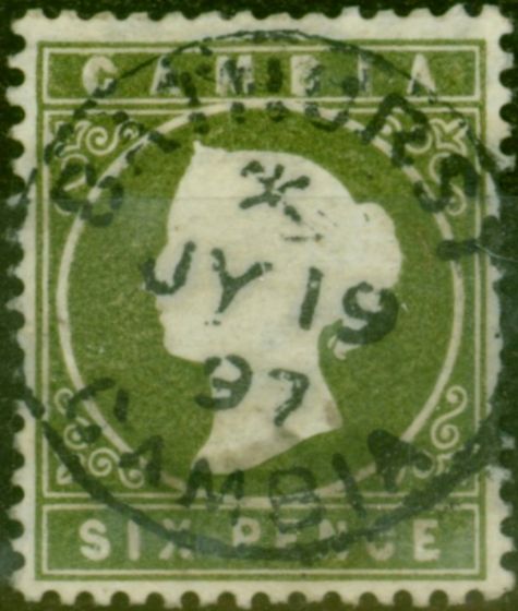 Collectible Postage Stamp Gambia 1893 6d Slate-Green SG34 Fine Used