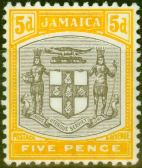 Collectible Postage Stamp from Jamaica 1907 5d Grey & Orange-Yellow SG43 Very Fine MNH