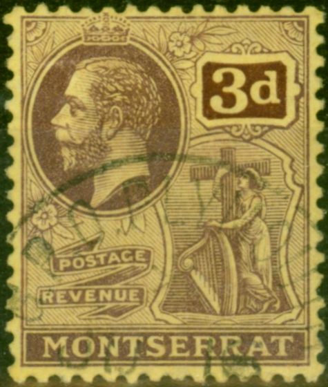 Collectible Postage Stamp Montserrat 1916 3d Purple-Yellow SG53 Fine Used