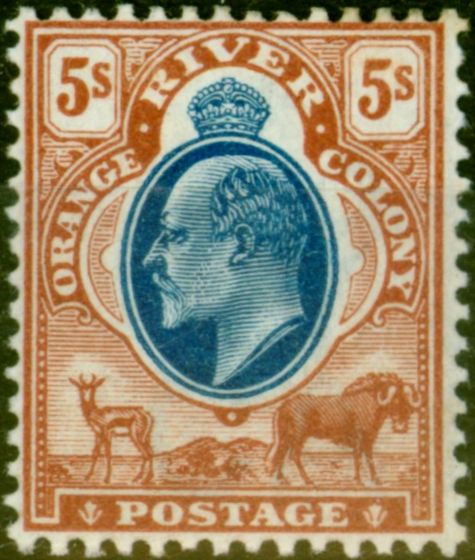 Collectible Postage Stamp from Orange Free State 1904 5s Blue & Brown SG147 Fine Lightly Mtd Mint