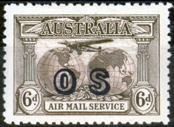 Old Postage Stamp from Australia 1931 6d Sepia SG139a Good MNH